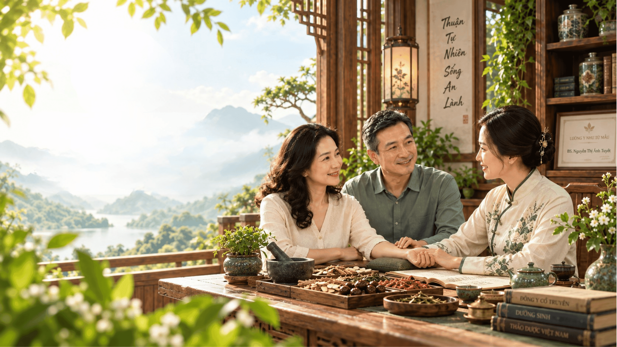 Không gian Y học cổ truyền với dược liệu được sắp xếp sạch sẽ